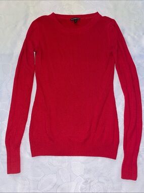 Express Red Crewneck Sweater - Slim Fit Knit